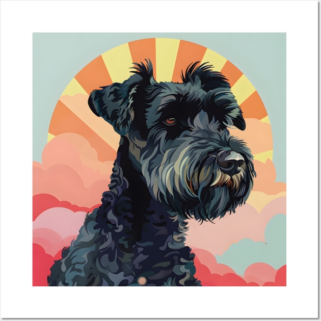 Retro Kerry Blue Terrier: Pastel Pup Revival Wall Art by NatashaCuteShop